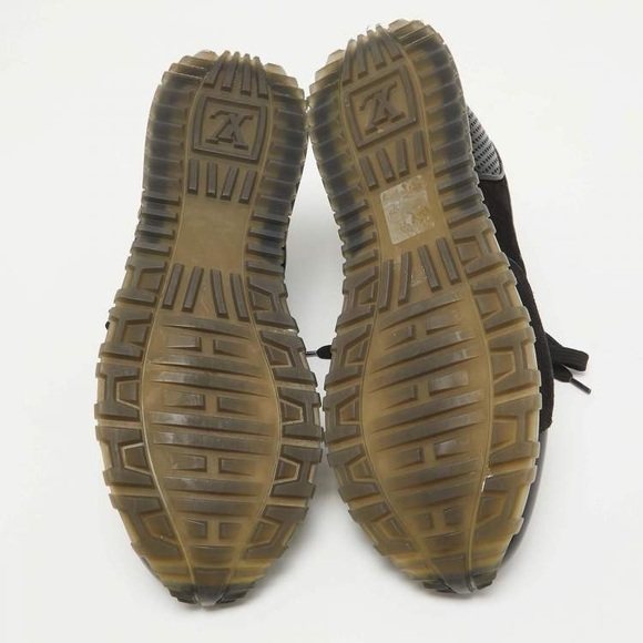 Louis Vuitton Black Perforated Leather and Suede Run Away Sneakers - Picture 7 of 8